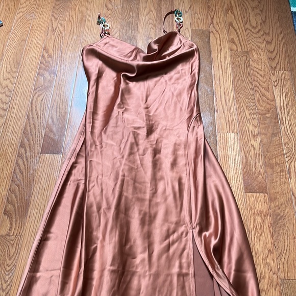 Jason Wu Satin Rust Wedding Maxi Dress Stones Small S - Picture 4 of 7